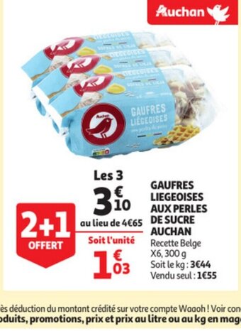 Auchan Gaufres liegeoises aux perles de sucre auchan offre