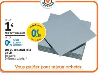 E.Leclerc Lot de 50 Serviettes 38 cm offre