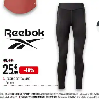 Intersport Reebok legging de training femme offre