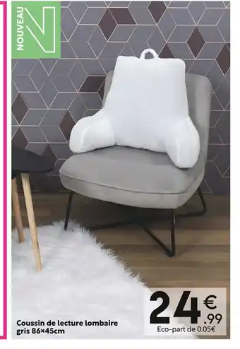 Coussin de lecture lombaire gris
