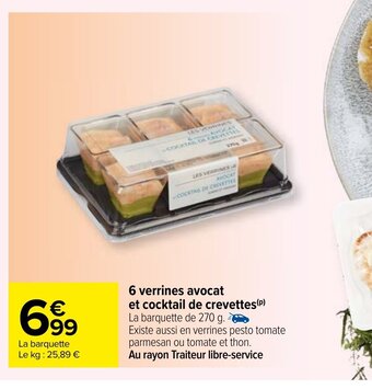 Carrefour 6 Verrines Avocat Et Cocktail De Crevettes offre