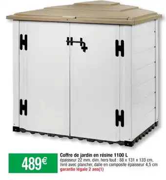 Cora x Carrefour Coffre de Jardin en Résine 1100 L offre