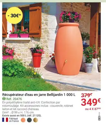 Gamm vert Récupérateur D'Eau en Jarre Bellijardin 1 000 L offre