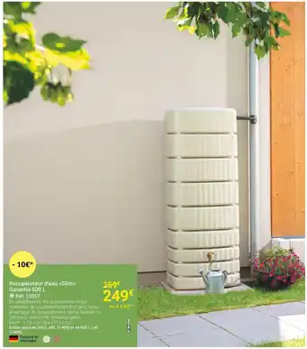 Gamm vert Récupérateur D'Eau Slim Garantia 500 L offre