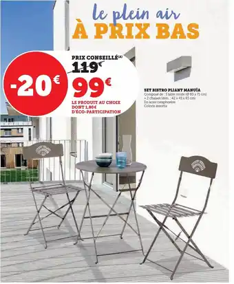 U Express Set bistro pliant manuïa offre