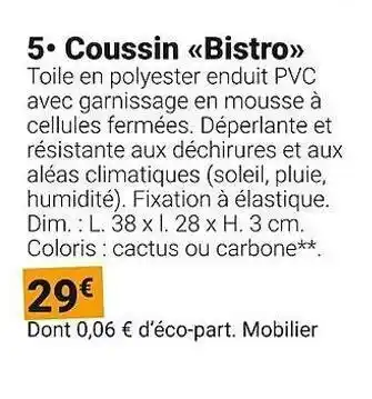 Gamm vert Coussin bistro offre