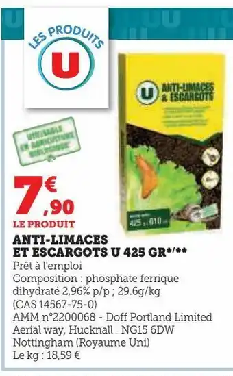 U Express Anti-limaces et escargots u 425 gr offre