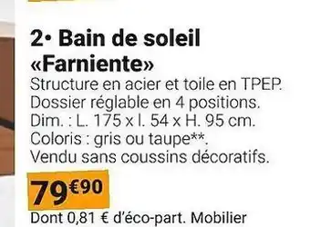 Gamm vert Bain de soleil farniente offre