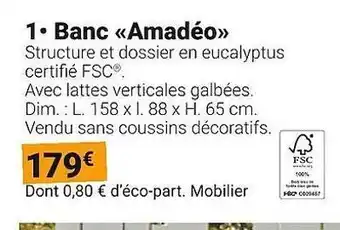 Gamm vert Banc amadeo offre