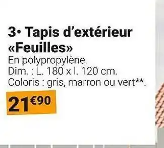 Gamm vert Tapis d´exterieur feuilles offre