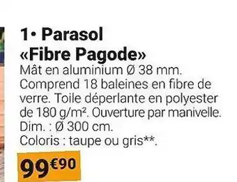 Gamm vert Parasol fibre pagode offre