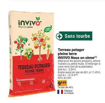 Gamm vert Terreau potager pleine terre invivo nous on seme offre