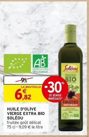 Intermarché Huile d'olive vierge extra bio soléou offre