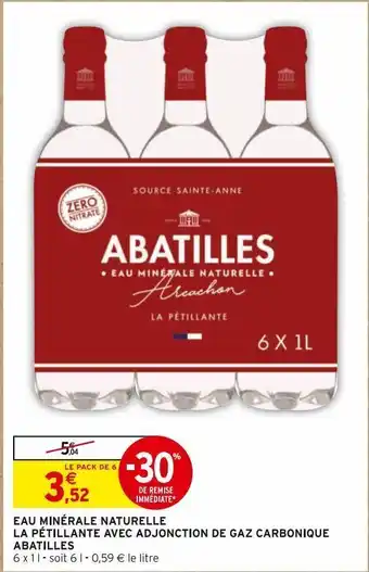 Intermarché Hyper Eau minérale naturelle la pétillante avec adjonction de gaz carbonique abatilles offre