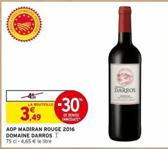 Intermarché Express Aop madiran rouge 2016 domaine darros offre