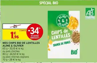 Intermarché Mes chips bio de lentilles aline & olivier offre