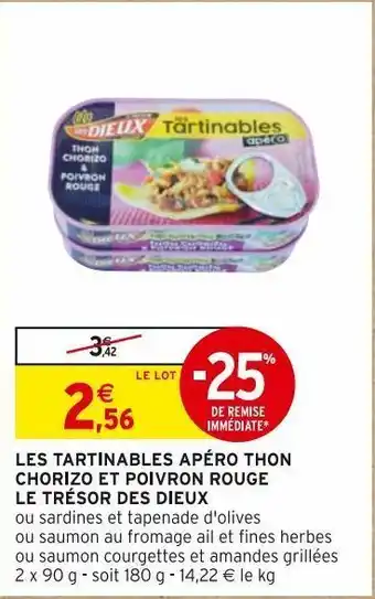 Les tartinables apéro thon chorizo et poivron rouge le trésor des dieux