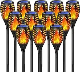 Amazon Fortand torche solaire lampe, 12 pack lumière solaire de torche lampe torche de jardin lumières solaire de flammes exterie... offre