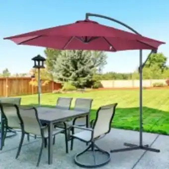 E.Leclerc Brico Parasol déporté octogonal à manivelle inclinable manivelle avec pied en acier diamètre 3 m rouge offre