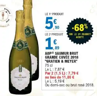 E.Leclerc Aop Saumur Brut Grande Cuvée 2018 Gratien & Meyer offre