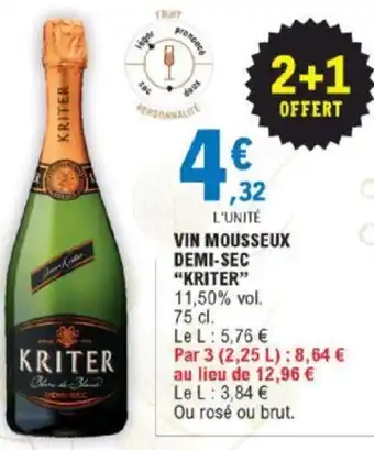 E.Leclerc Vin Mousseux Demi-Sec Kriter offre