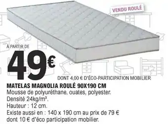 E.Leclerc Matelas Magnolia Roulé 90 X 190 Cm offre