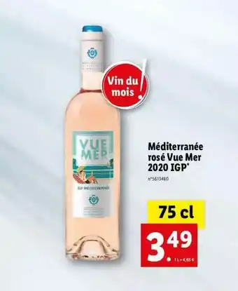 Lidl Méditerranée Rosé Vue Mer 2020 Igp offre