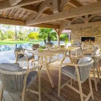 Table haute jardin en bois d'acacia 210 cm ibiza