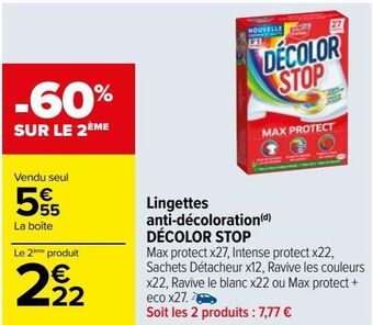Carrefour Lingettes anti-décoloration décolor stop offre