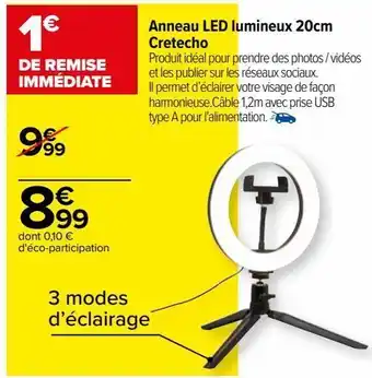 Carrefour Anneau led lumineux 20 cm cretecho offre
