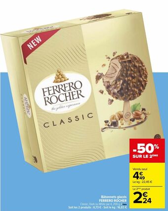 Carrefour Batonnets glacés ferrero rocher offre