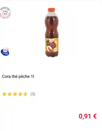 Cora x Carrefour Cora thé pêche 1l offre