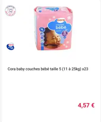 Cora x Carrefour Cora baby couches bébé taille 5 (11 à 25kg) x23 offre