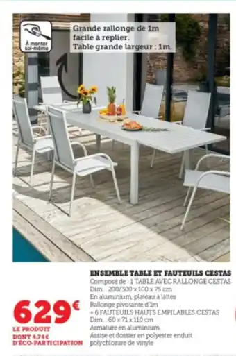 Super U Ensemble table et fauteuils cestas offre