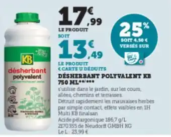 Super U Désherbant polyvalent kb 750 ml offre
