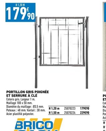 Brico Cash Portillon gris poignee et serrure a cle offre