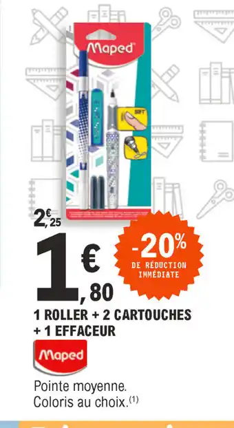 E.Leclerc 1 Roller + 2 Cartouches + 1 Effaceur offre