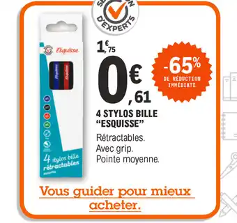 E.Leclerc 4 Stylos Bille offre