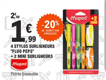 E.Leclerc 4 Stylos Surligneurs offre