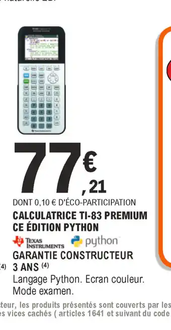 E.Leclerc Calculatrice Tl-83 Premium offre