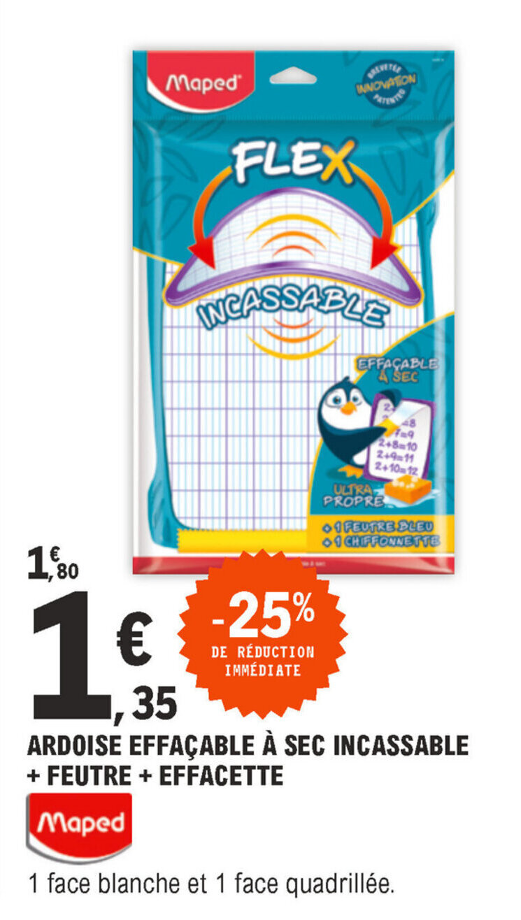 Promo Ardoise Effacable A Sec Inssable chez E.Leclerc