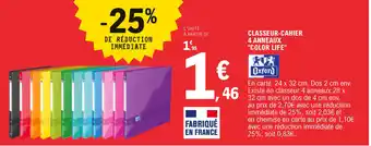 E.Leclerc Classeur-cahier 4 anneaux "color life" offre