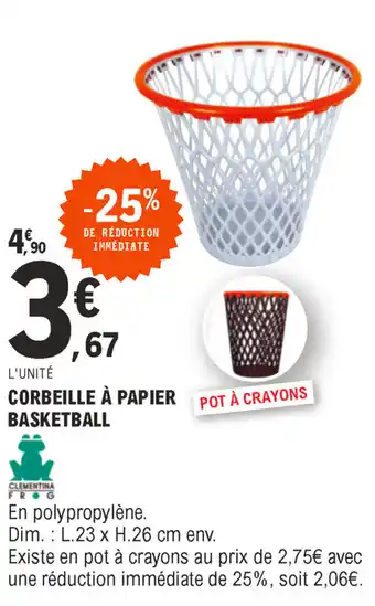 E.Leclerc Corbeille à papier basketball offre