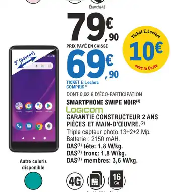 E.Leclerc Smartphone swipe noir offre