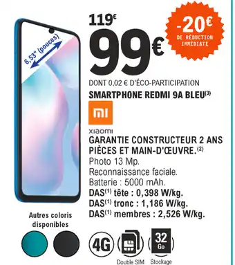 E.Leclerc Smartphone redmi 9A bleu offre