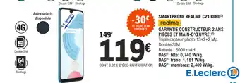 E.Leclerc Smartphone realme C21 bleu offre