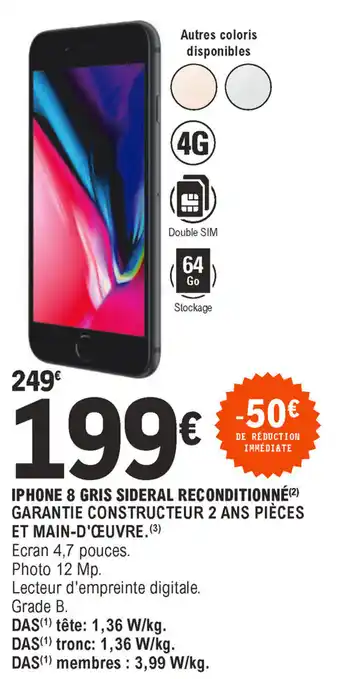 E.Leclerc Iphone 8 gris sideral reconditionné offre