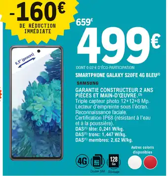 E.Leclerc Smartphone galaxy S20FE 4G bleu offre