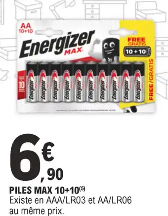 E.Leclerc Piles max 10+10 offre