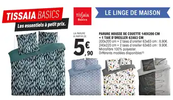 E.Leclerc Parure housse de couette 140x200 cm + 1 taie d'oreiller 63x63 cm offre